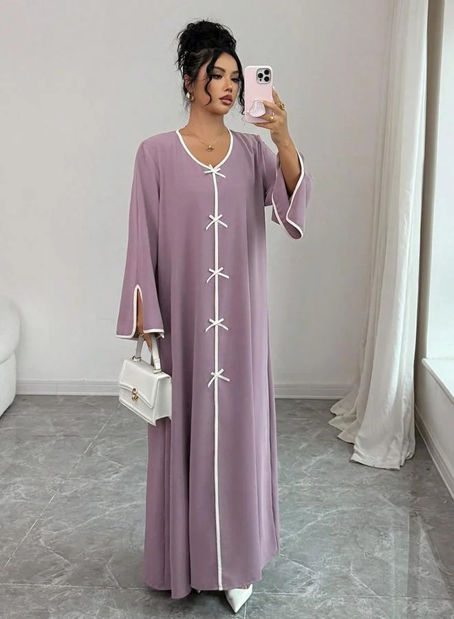 تايك تو جلابية بأكمام مفتوحة وتفاصيل فيونكة